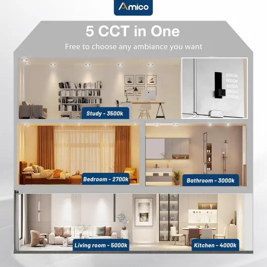 12 Pack 6 Inch 5CCT Ultra-Thin LED Recessed Ceiling Light with J-Box, 2700K/3000K/3500K/4000K/5000K Selectable, 12W Eqv 110W, Dimmable Canless Downlight, 1050LM High Brightness, Black - ETL Black 6 Inch