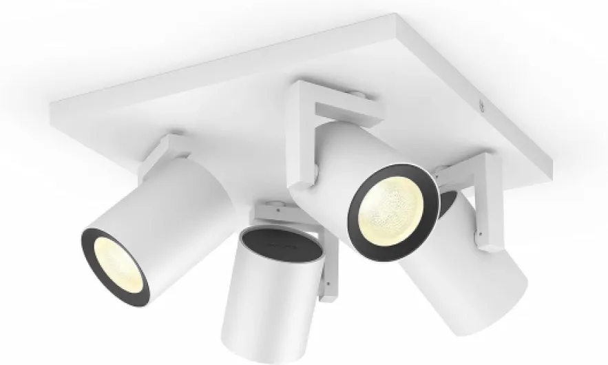 White & Color Ambiance Argenta Ceiling lamp with Four spotlights, dimmable LED spotlights for The Hue System with 16 Million Colours, Intelligent Light Control via Voice and app, White - New generation 4er Spot