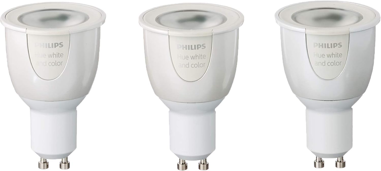 White & Colour Ambiance GU10 Lamp Starter Set of 3, up to 16 Million Colours, Dimmable, Controllable via App, Compatible with Amazon Alexa