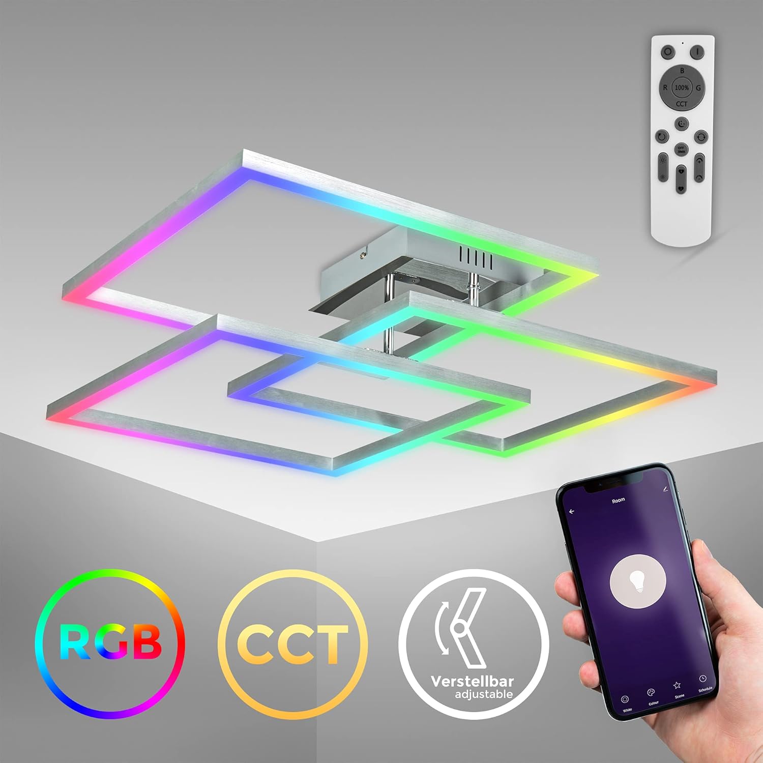 B.K.Licht Smart LED Ceiling Light, WiFi, App, Remote or Voice Control, dimmable, CCT Cold Neutral Warm White Light or Coloured RGB Light, iOS & Android medium / 1