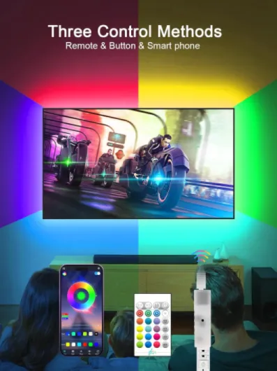 KANTUTOE TV Lights, 4m RGB LED Strip Lights for 32-55 Inch TV, Music Sync Bluetooth APP and Remote Control, USB Powered for Gaming/Bedroom Multicolor 13.1ft for 32"-55" TV