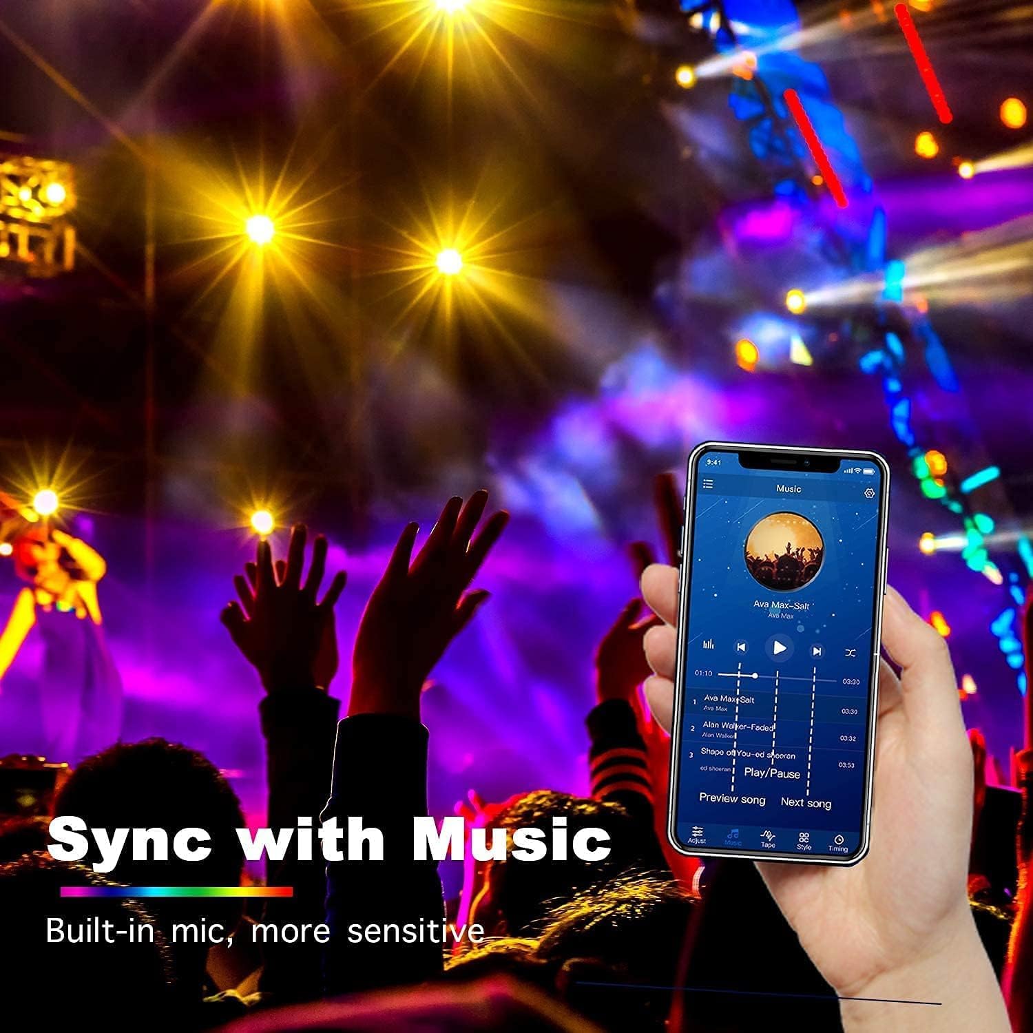 15m led Strip Lights for Bedroom with Remote & App Control,Music Sync with Mic, Flexible 12v 5050 Led Color Changed Lights (7.5Mx2)
